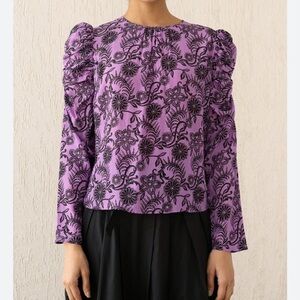 Banjanan Purple puff sleeve Tresse floral top